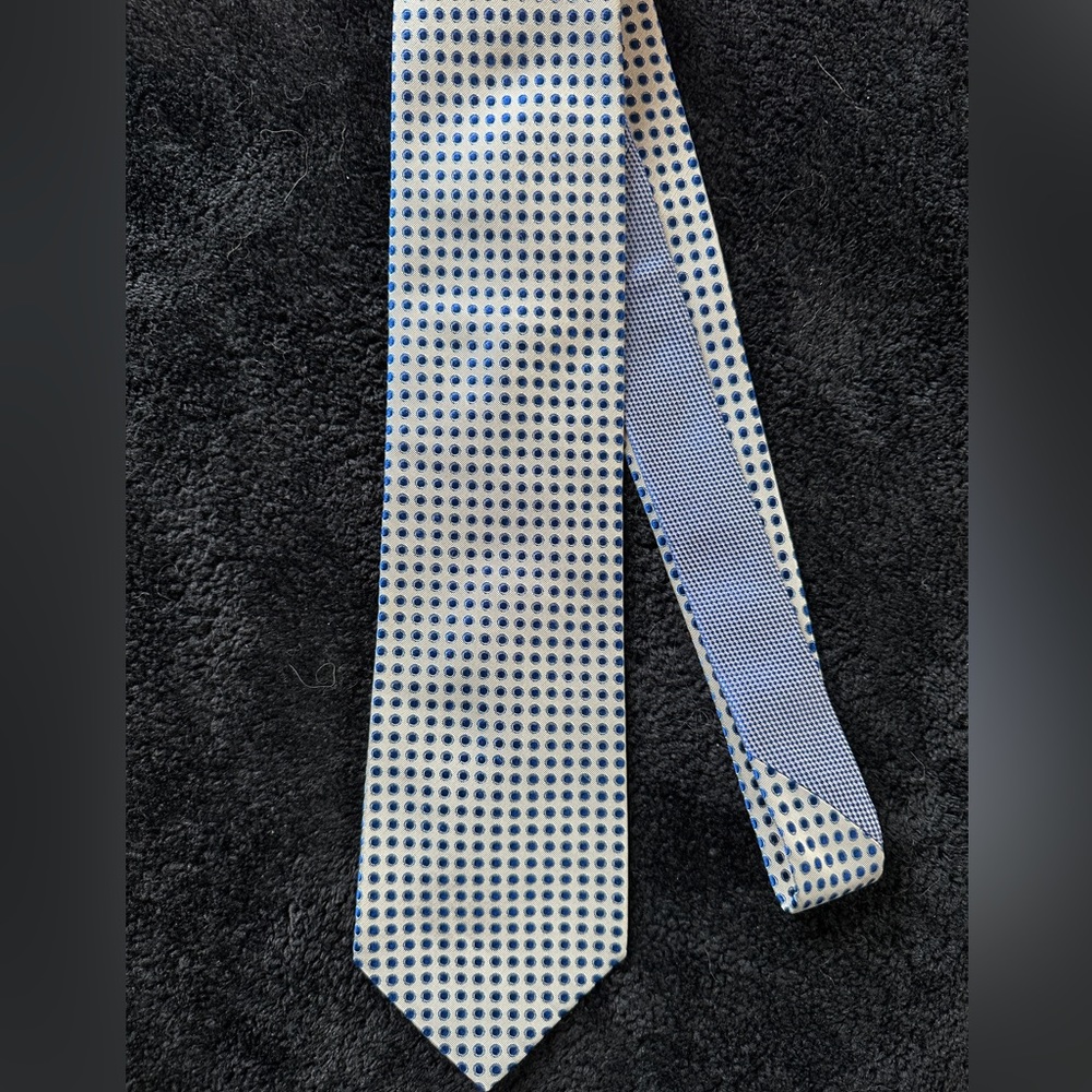 Tommy Hilfiger Blue Grey Dot Silk Tie